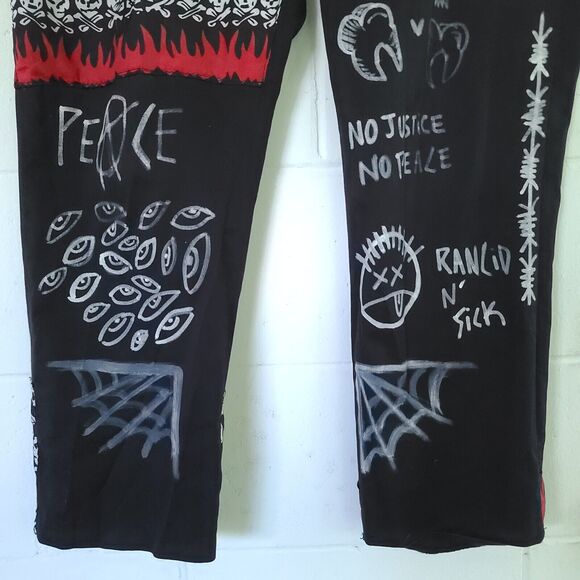 Crust Punk Perry Ellis Custom Pants Sz 36x29 Goth Metal Moto Rock Hiphop Grunge - Picture 5 of 16